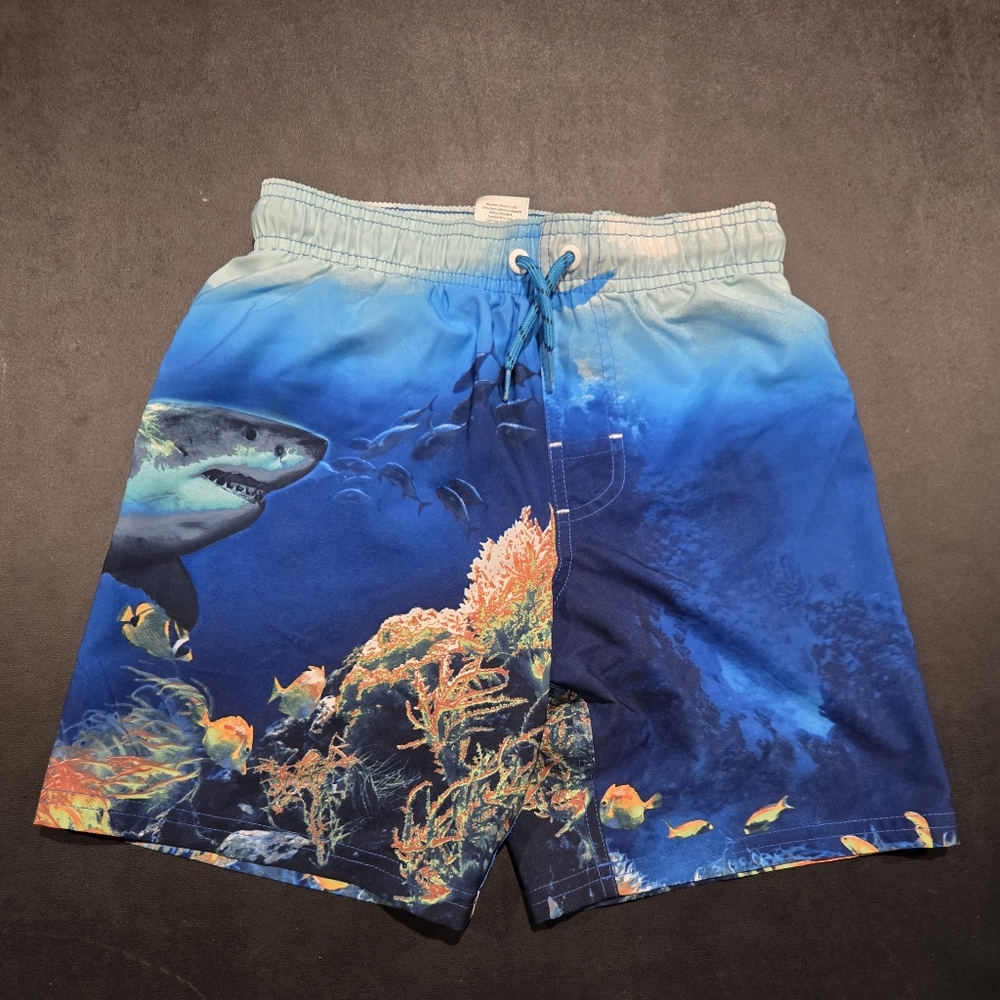 Boys Shark Ocean Swim Trunks size 8